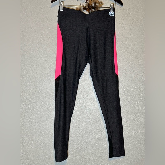 PINK Victoria's Secret Pants - Victoria’s Secret Ultimate Hot Pink Black Mesh High-Waist Yoga Leggings Size M